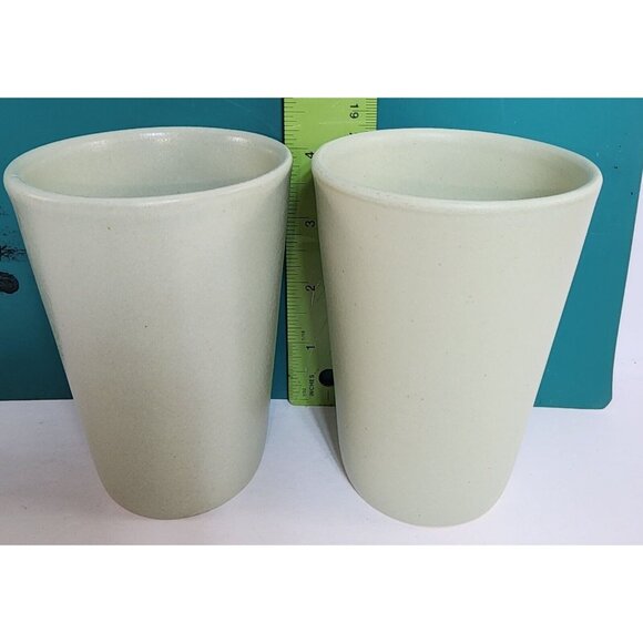2 Forlife Green Ceramic Drinking Glasses Cups Sage Seafoam Stoneware Feel Look - Picture 3 of 6